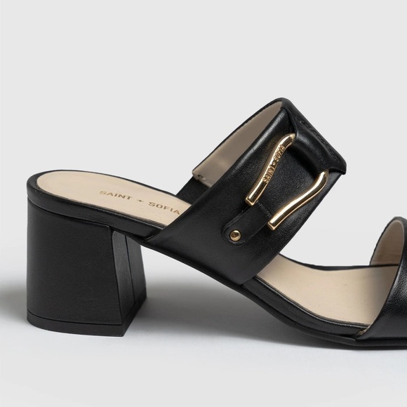 Saint + Sofia MAIDA Leather Block Heeled Mules - Picture 4 of 13